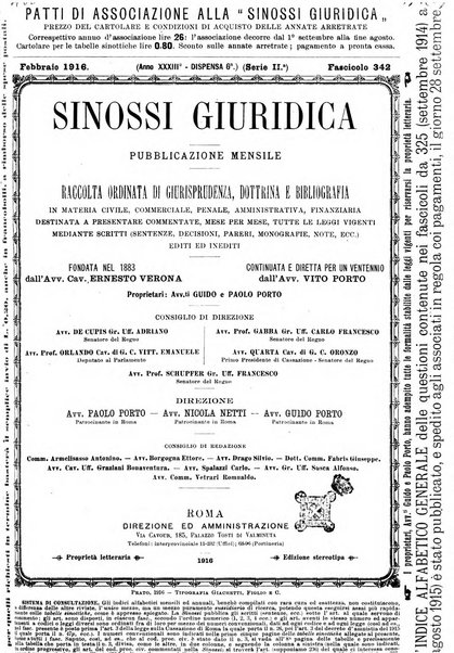 Sinossi giuridica compendio ordinato di giurisprudenza, scienza e bibliografia ...