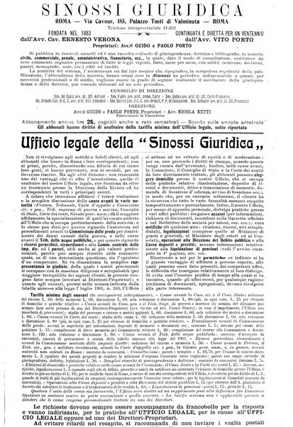 Sinossi giuridica compendio ordinato di giurisprudenza, scienza e bibliografia ...