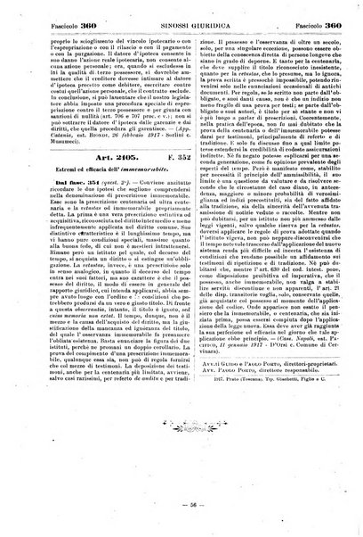 Sinossi giuridica compendio ordinato di giurisprudenza, scienza e bibliografia ...