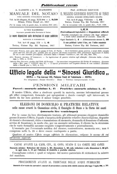 Sinossi giuridica compendio ordinato di giurisprudenza, scienza e bibliografia ...