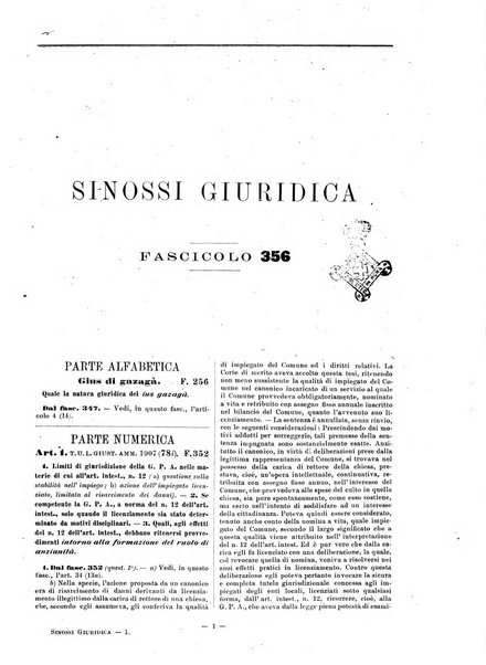 Sinossi giuridica compendio ordinato di giurisprudenza, scienza e bibliografia ...