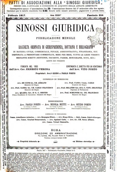 Sinossi giuridica compendio ordinato di giurisprudenza, scienza e bibliografia ...