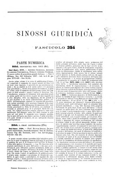 Sinossi giuridica compendio ordinato di giurisprudenza, scienza e bibliografia ...