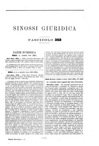 Sinossi giuridica compendio ordinato di giurisprudenza, scienza e bibliografia ...