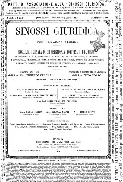 Sinossi giuridica compendio ordinato di giurisprudenza, scienza e bibliografia ...