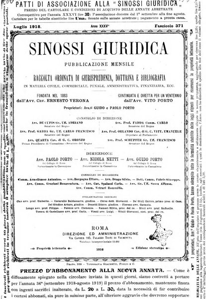 Sinossi giuridica compendio ordinato di giurisprudenza, scienza e bibliografia ...