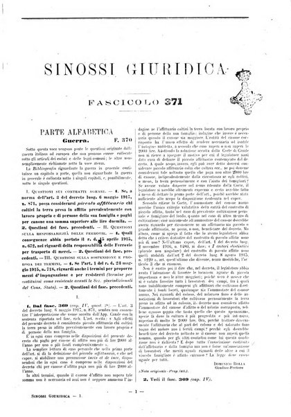 Sinossi giuridica compendio ordinato di giurisprudenza, scienza e bibliografia ...