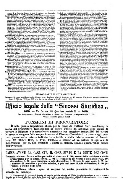 Sinossi giuridica compendio ordinato di giurisprudenza, scienza e bibliografia ...