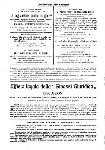 Sinossi giuridica compendio ordinato di giurisprudenza, scienza e bibliografia ...