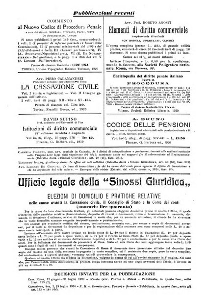 Sinossi giuridica compendio ordinato di giurisprudenza, scienza e bibliografia ...