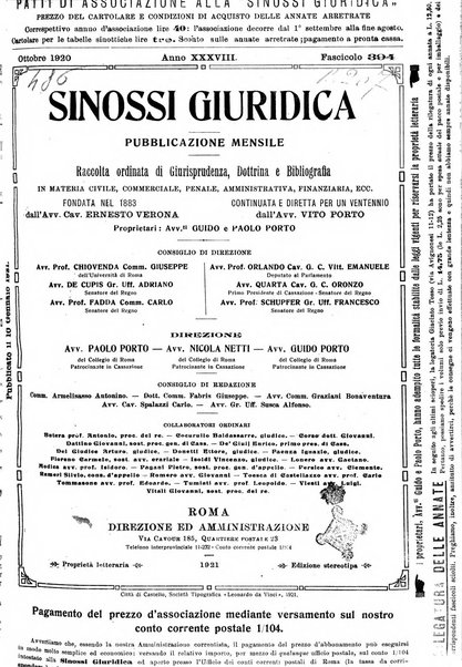 Sinossi giuridica compendio ordinato di giurisprudenza, scienza e bibliografia ...