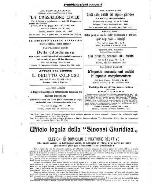 Sinossi giuridica compendio ordinato di giurisprudenza, scienza e bibliografia ...