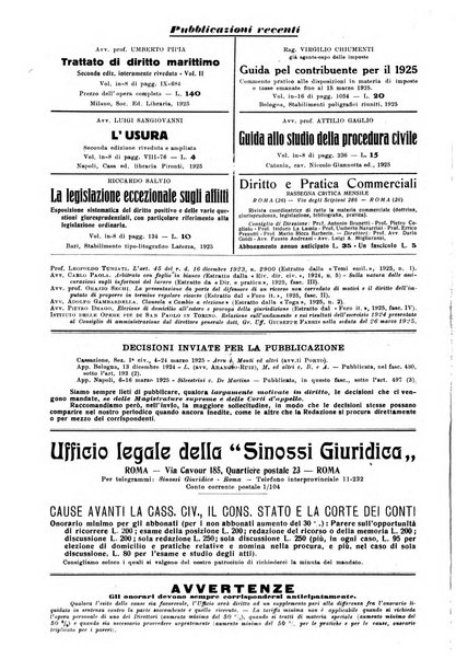 Sinossi giuridica compendio ordinato di giurisprudenza, scienza e bibliografia ...