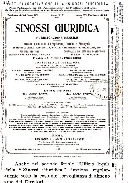 Sinossi giuridica compendio ordinato di giurisprudenza, scienza e bibliografia ...