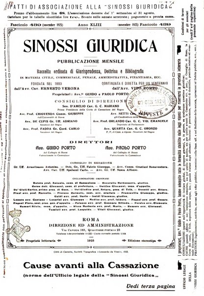 Sinossi giuridica compendio ordinato di giurisprudenza, scienza e bibliografia ...