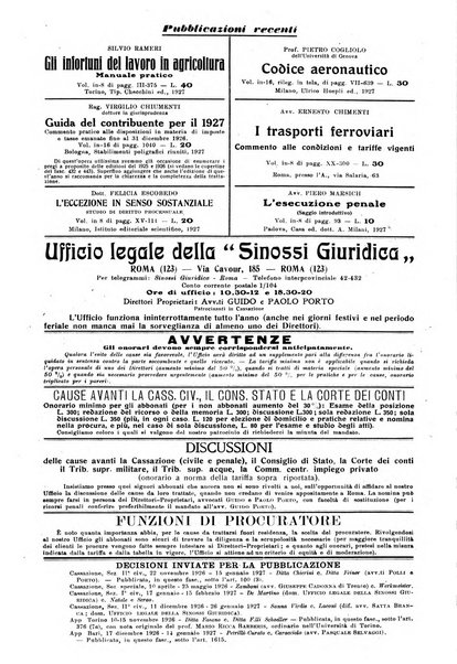 Sinossi giuridica compendio ordinato di giurisprudenza, scienza e bibliografia ...