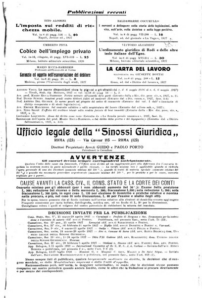 Sinossi giuridica compendio ordinato di giurisprudenza, scienza e bibliografia ...