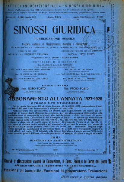 Sinossi giuridica compendio ordinato di giurisprudenza, scienza e bibliografia ...