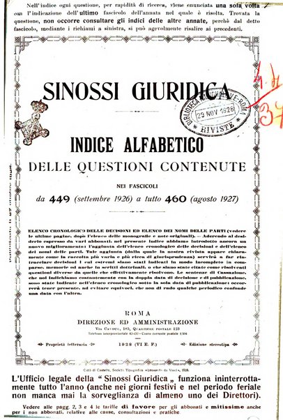 Sinossi giuridica compendio ordinato di giurisprudenza, scienza e bibliografia ...