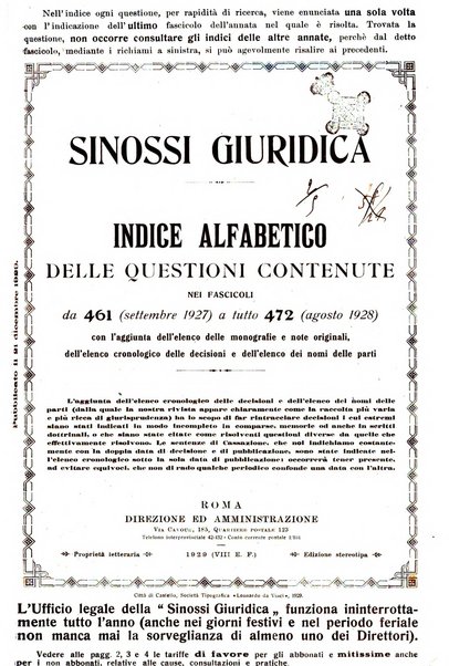 Sinossi giuridica compendio ordinato di giurisprudenza, scienza e bibliografia ...