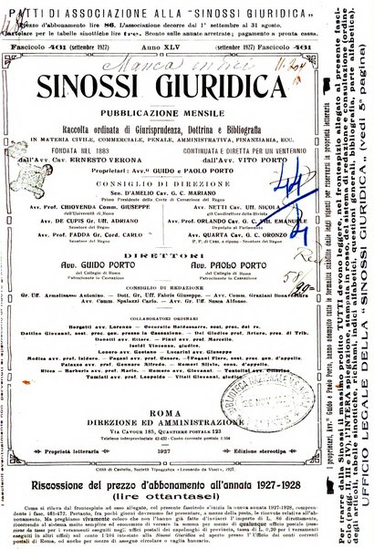 Sinossi giuridica compendio ordinato di giurisprudenza, scienza e bibliografia ...