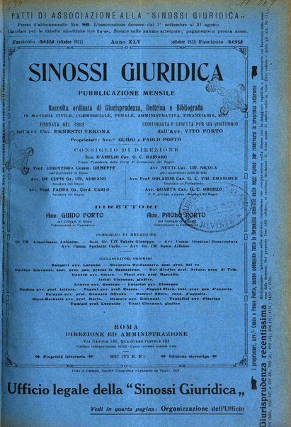 Sinossi giuridica compendio ordinato di giurisprudenza, scienza e bibliografia ...