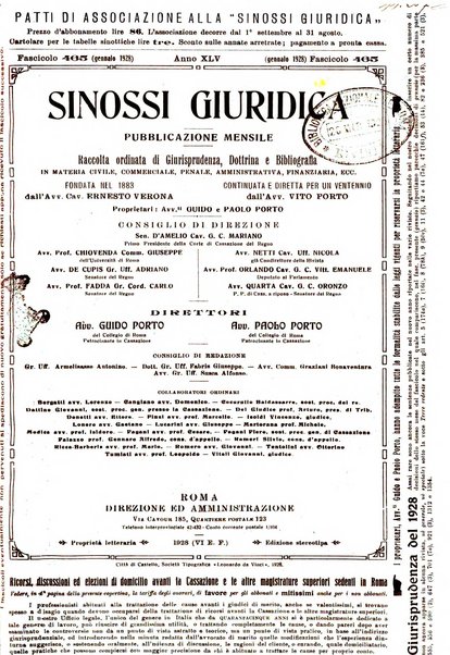 Sinossi giuridica compendio ordinato di giurisprudenza, scienza e bibliografia ...