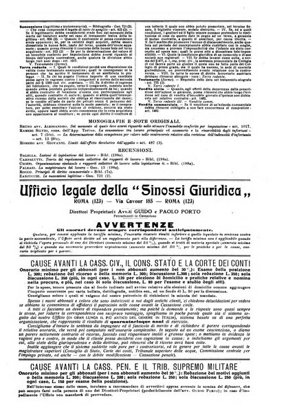 Sinossi giuridica compendio ordinato di giurisprudenza, scienza e bibliografia ...