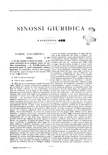 Sinossi giuridica compendio ordinato di giurisprudenza, scienza e bibliografia ...