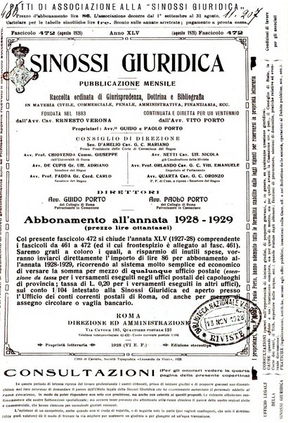 Sinossi giuridica compendio ordinato di giurisprudenza, scienza e bibliografia ...