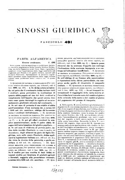 Sinossi giuridica compendio ordinato di giurisprudenza, scienza e bibliografia ...