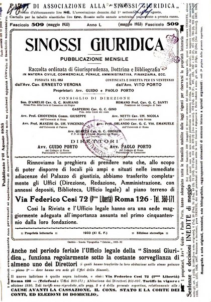 Sinossi giuridica compendio ordinato di giurisprudenza, scienza e bibliografia ...