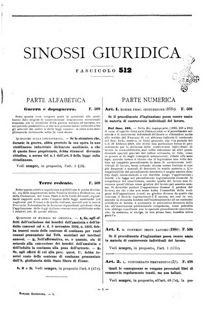 Sinossi giuridica compendio ordinato di giurisprudenza, scienza e bibliografia ...