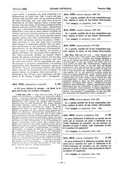 Sinossi giuridica compendio ordinato di giurisprudenza, scienza e bibliografia ...