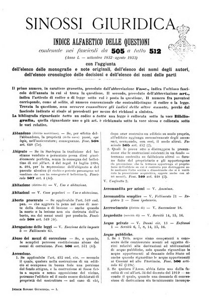 Sinossi giuridica compendio ordinato di giurisprudenza, scienza e bibliografia ...