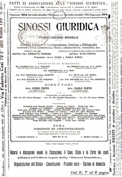 Sinossi giuridica compendio ordinato di giurisprudenza, scienza e bibliografia ...