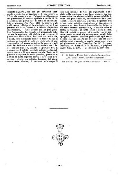 Sinossi giuridica compendio ordinato di giurisprudenza, scienza e bibliografia ...