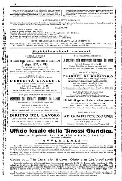 Sinossi giuridica compendio ordinato di giurisprudenza, scienza e bibliografia ...