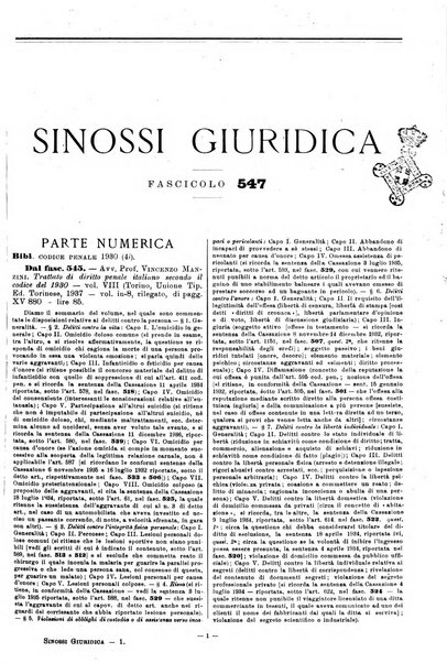 Sinossi giuridica compendio ordinato di giurisprudenza, scienza e bibliografia ...