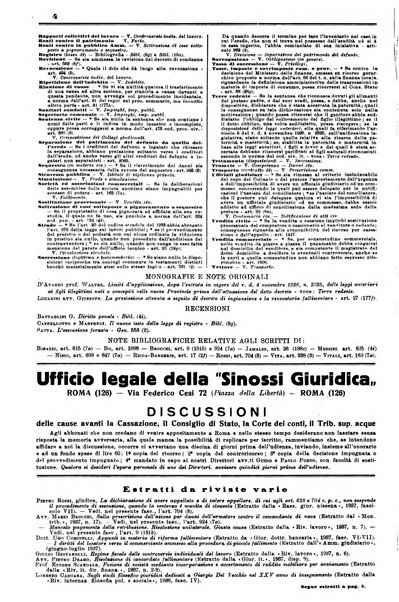 Sinossi giuridica compendio ordinato di giurisprudenza, scienza e bibliografia ...