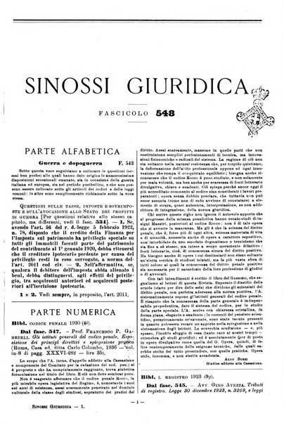 Sinossi giuridica compendio ordinato di giurisprudenza, scienza e bibliografia ...