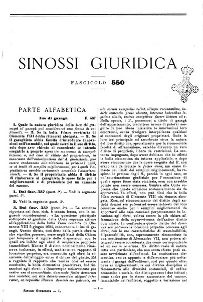 Sinossi giuridica compendio ordinato di giurisprudenza, scienza e bibliografia ...