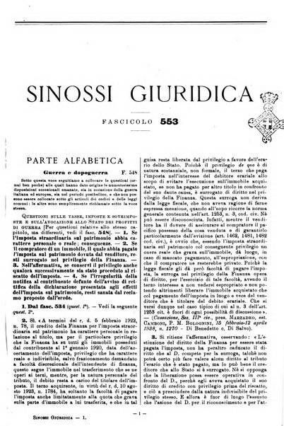 Sinossi giuridica compendio ordinato di giurisprudenza, scienza e bibliografia ...