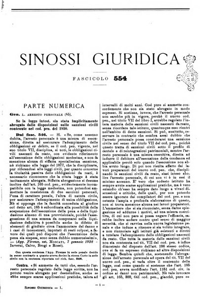 Sinossi giuridica compendio ordinato di giurisprudenza, scienza e bibliografia ...