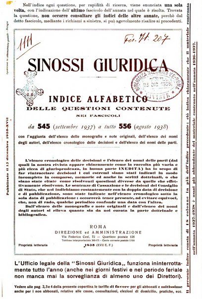 Sinossi giuridica compendio ordinato di giurisprudenza, scienza e bibliografia ...