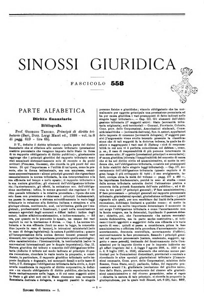 Sinossi giuridica compendio ordinato di giurisprudenza, scienza e bibliografia ...