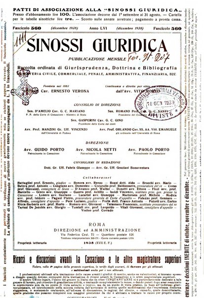 Sinossi giuridica compendio ordinato di giurisprudenza, scienza e bibliografia ...