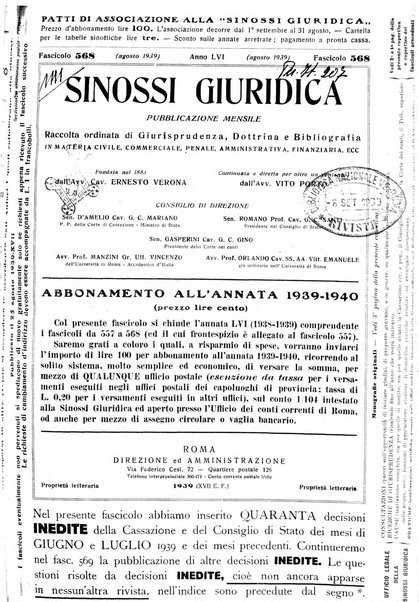 Sinossi giuridica compendio ordinato di giurisprudenza, scienza e bibliografia ...