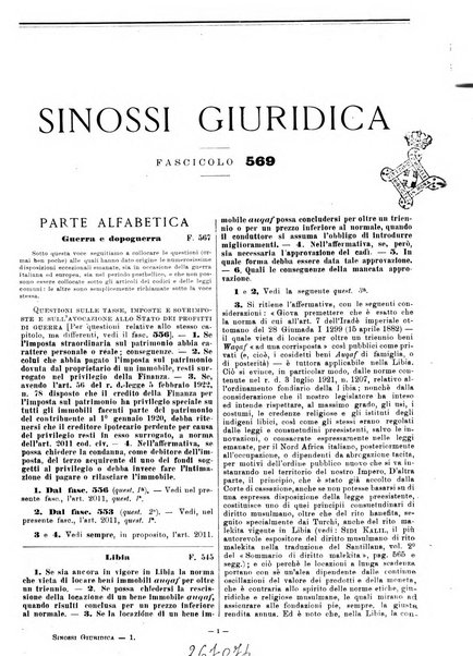 Sinossi giuridica compendio ordinato di giurisprudenza, scienza e bibliografia ...