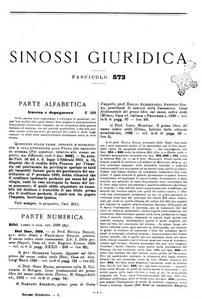 Sinossi giuridica compendio ordinato di giurisprudenza, scienza e bibliografia ...